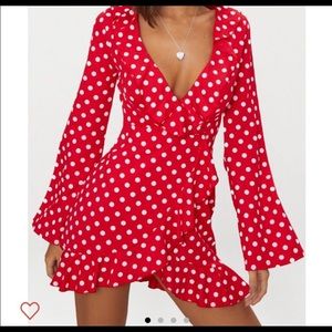 Red Polka Dot Wrap Dress